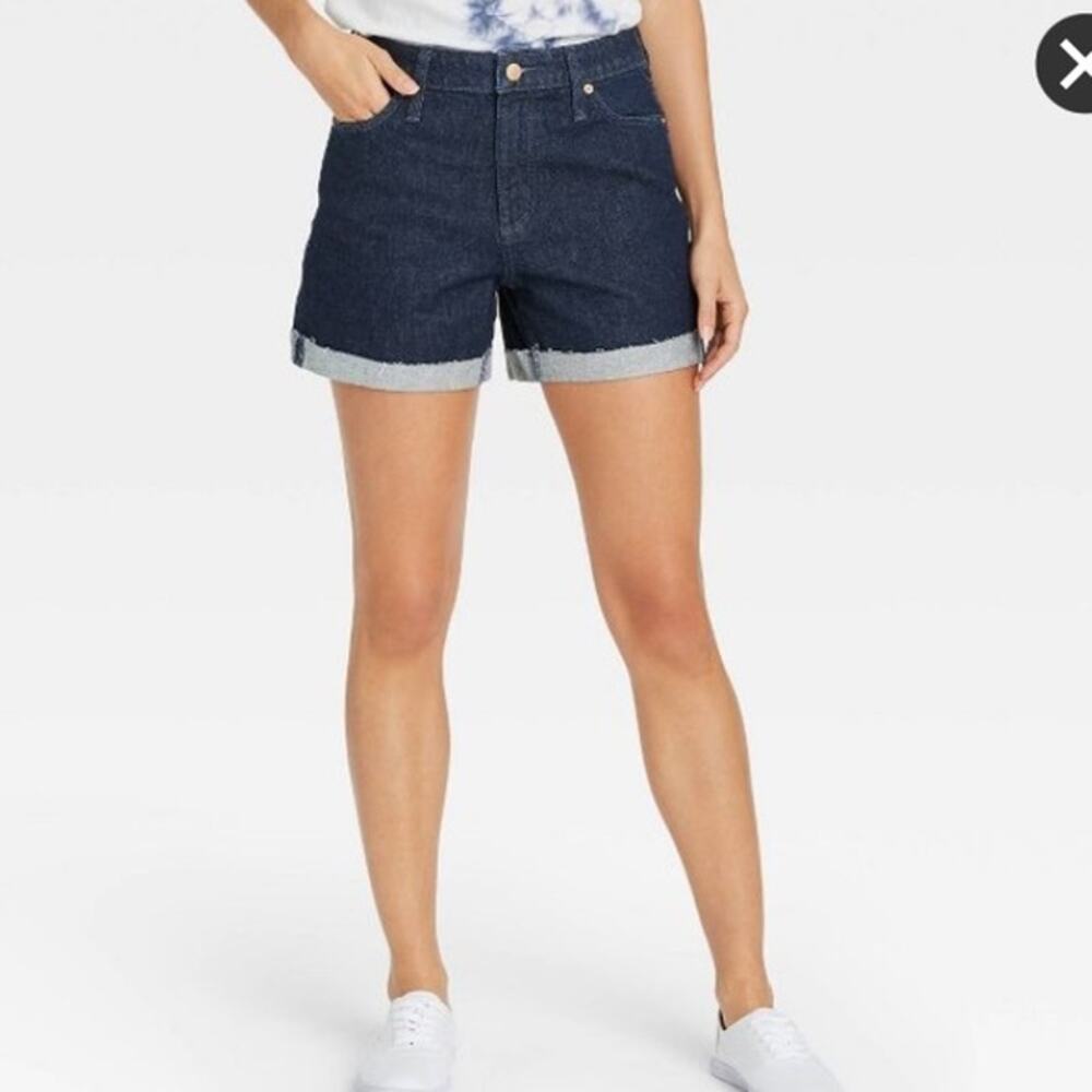 Universal Thread Dark Blue Frayed Hem High Rise Vintage Midi Shorts Size‎ 12